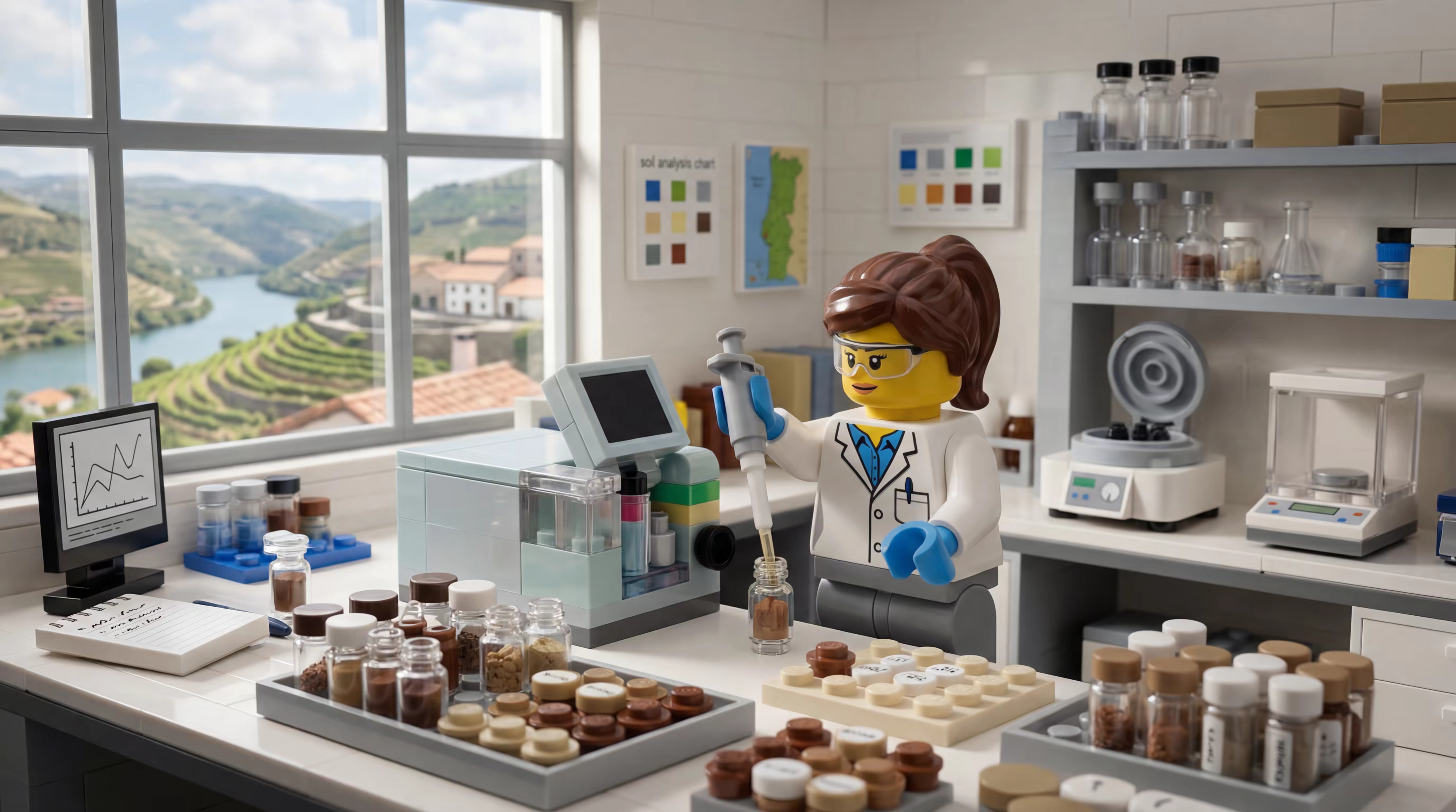 Profissional em laboratório a executar análise técnica, representando seleção de parâmetros em investigação de solos contaminados.
