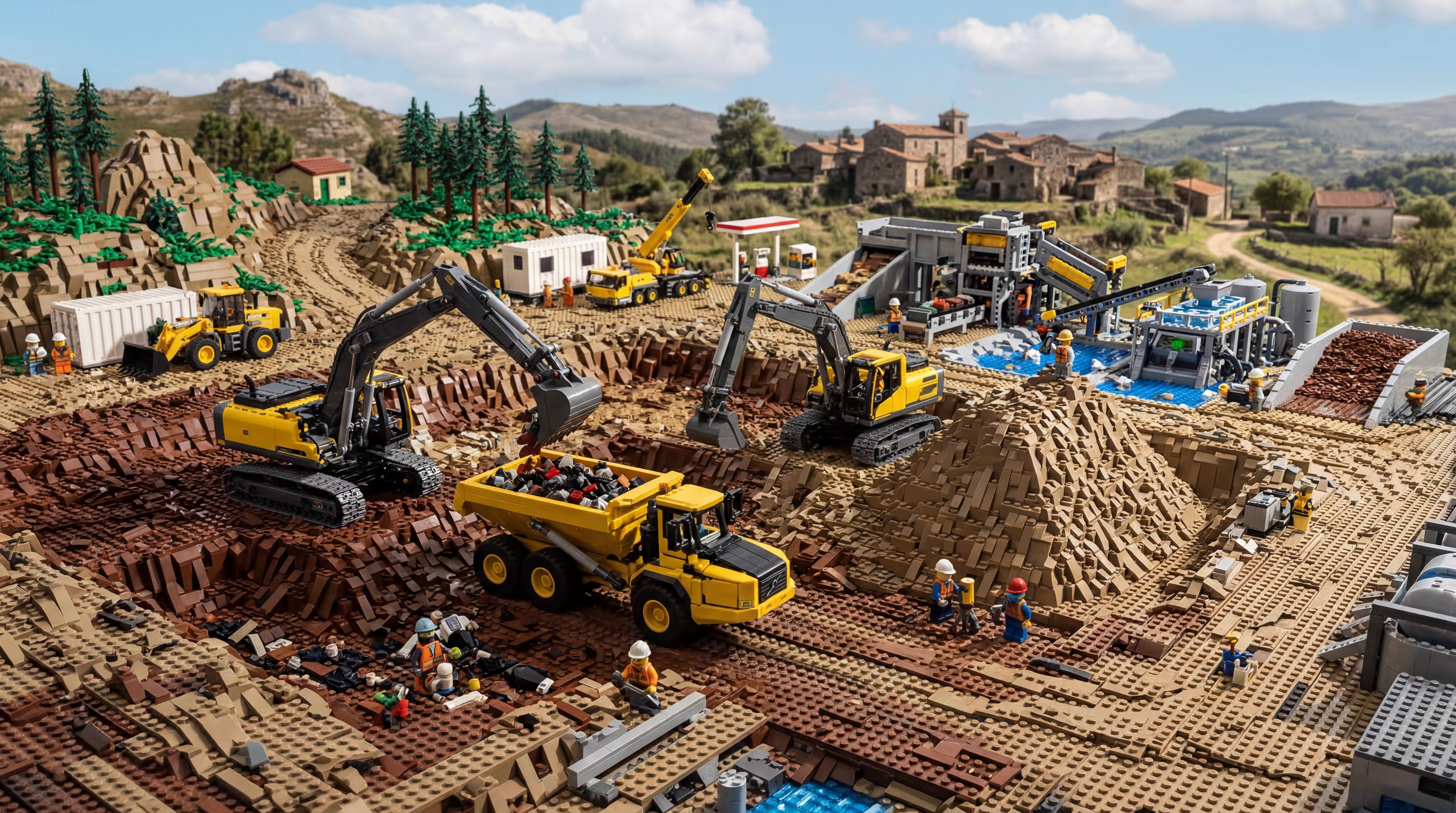 Máquina de escavação em terreno de obra, representando fatores de custo em projetos de remediação de solo.